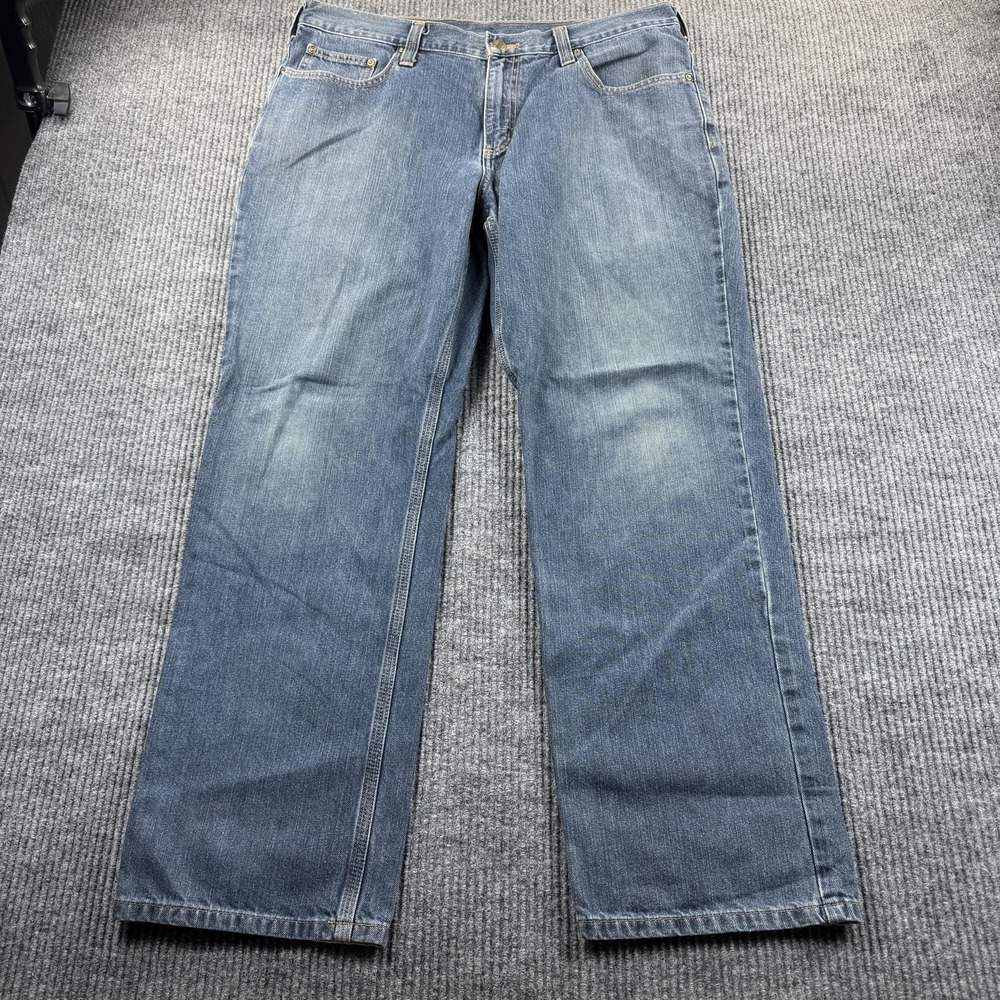 Carhartt Jeans Mens 36x30 Blue Relaxed Fit Straight‎ Leg Denim Workwear Pants
